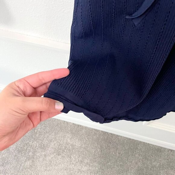 Zara Knit Navy Blue Mini Dress with Gold Buttons Size L - Picture 5 of 9